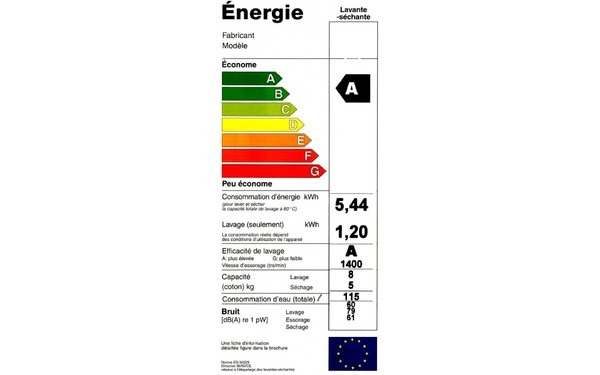 CANDY GVW 854D - &Eacute;tiquette &eacute;nergie
