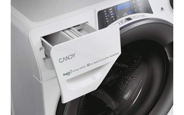 CANDY RPW4856BWMR9/1-S - Zoom sur le tiroir lessiviel