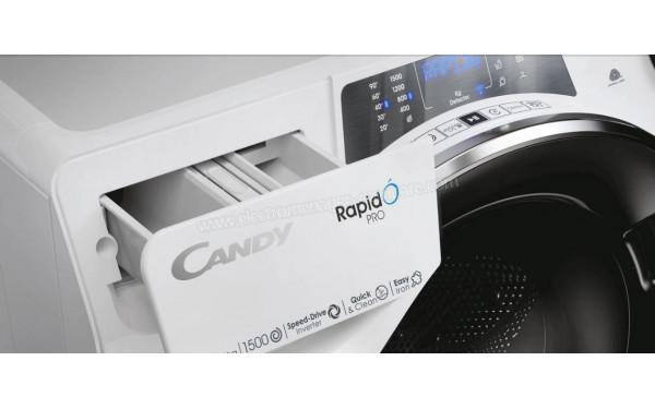CANDY RPW5856BWMBC/-S - Zoom sur le tiroir lessiviel