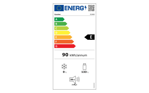 CECOTEC Bolero CoolMarket TT 133 L Black - &Eacute;tiquette &eacute;nergie v2