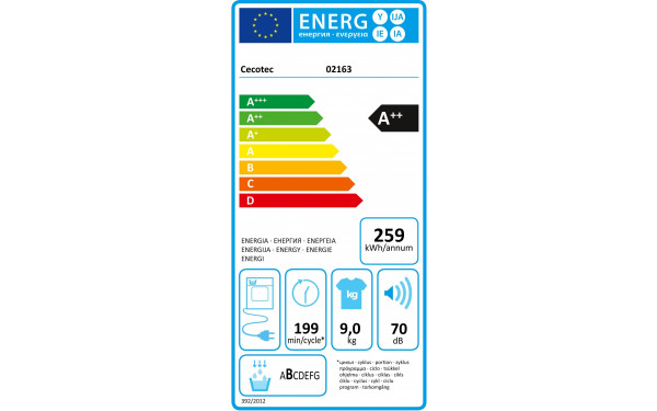 CECOTEC Bolero DressCode Dry 9400 A++ - &Eacute;tiquette &eacute;nergie