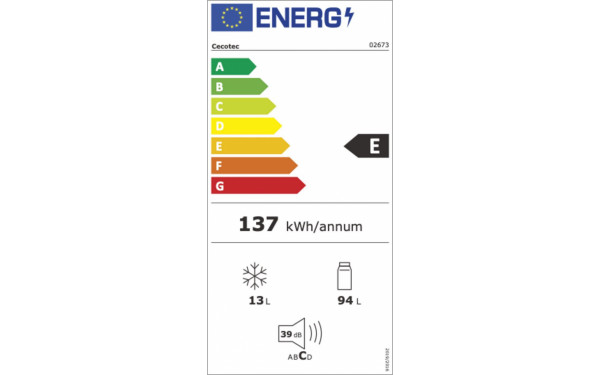 CECOTEC Bolero CoolMarket TT 107 Blanc - &Eacute;tiquette &eacute;nergie v2