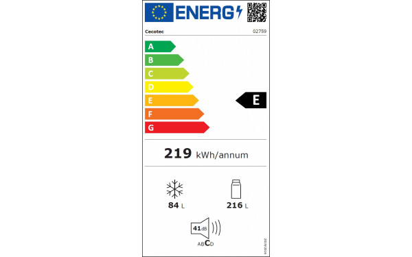 CECOTEC Bolero CoolMarket Combi Origin 300 Bleu E - &Eacute;tiquette &eacute;nergie v2