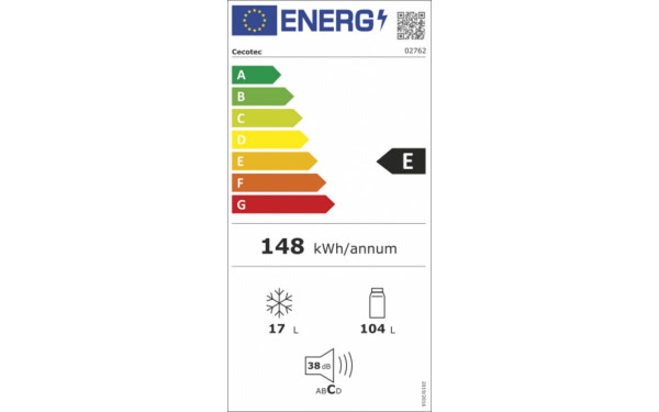 CECOTEC Bolero CoolMarket TT BI 121 Blanc - &Eacute;tiquette &eacute;nergie v2
