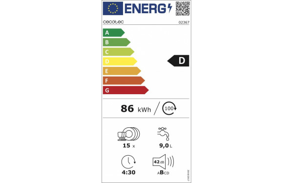 CECOTEC Bolero Aguazero 6400 Inox - &Eacute;tiquette &eacute;nergie v2