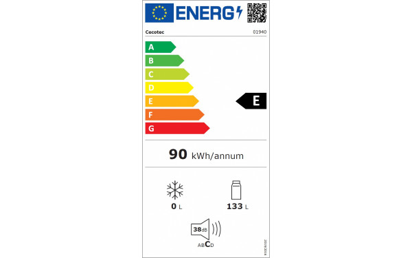 CECOTEC Bolero CoolMarket TT 133 L Inox - &Eacute;tiquette &eacute;nergie v2