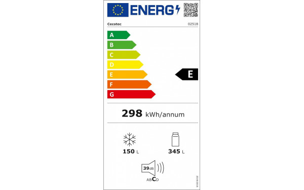 CECOTEC Bolero CoolMarket Combi 495 Dark E - &Eacute;tiquette &eacute;nergie v2