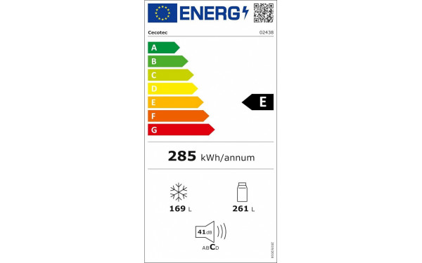 CECOTEC Bolero CoolMarket SBS 430 Inox E - &Eacute;tiquette &eacute;nergie v2