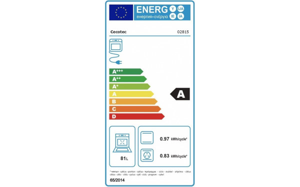 CECOTEC Bolero Hexa AF316000 Glass Black A - &Eacute;tiquette &eacute;nergie
