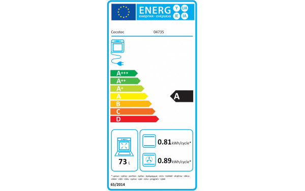 CECOTEC Bolero Hexa P526000 Glass Black A - &Eacute;tiquette &eacute;nergie