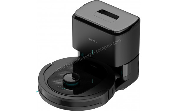 CECOTEC Conga 8490 Ultimate Ultra Power Home - Vue de 3/4 droite sur la base de chargement