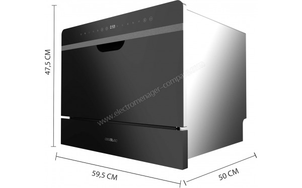 CECOTEC Bolero Aguazero 2500 S-BI Black Glass - Dimensions