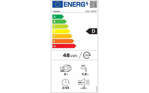 CECOTEC Bolero Aguazero 2500 S-BI Black Glass - &Eacute;tiquette &eacute;nergie v2
