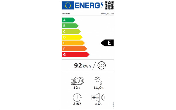 CECOTEC Bolero Aguazero 6110 Full-BI - &Eacute;tiquette &eacute;nergie v2