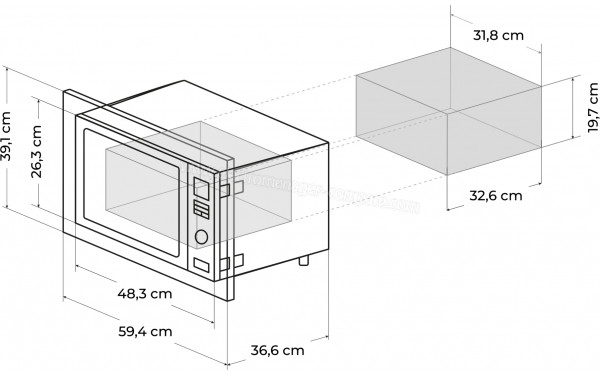 CECOTEC GrandHeat 2350 Built-in White - Dimensions
