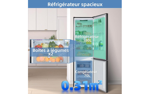 CHIQ CBM250NEBD - R&eacute;frig&eacute;rateur spacieux