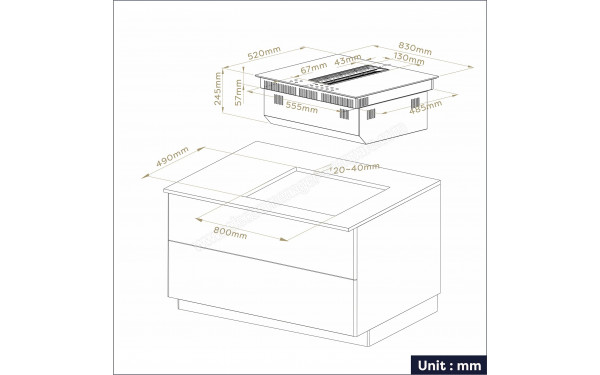 CIARRA CBBEH834BBFF-OW - Dimensions