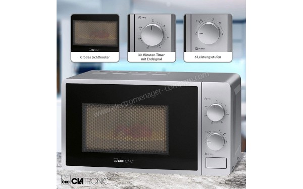 CLATRONIC MW 791 Argent - Vue de commandes et porte