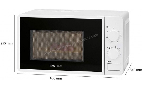 CLATRONIC MW 791 Blanc - Vue avec les dimensions