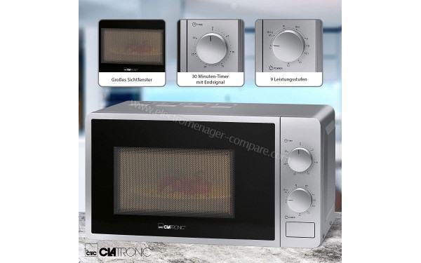 CLATRONIC MWG 792 argent - Vue de commandes et porte