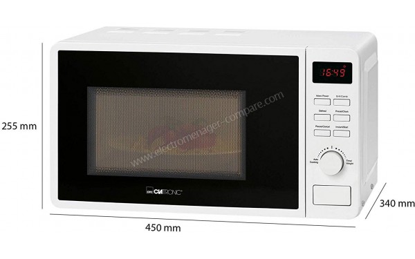CLATRONIC MWG 793 blanc - Vue 3/4 droite avec dimension