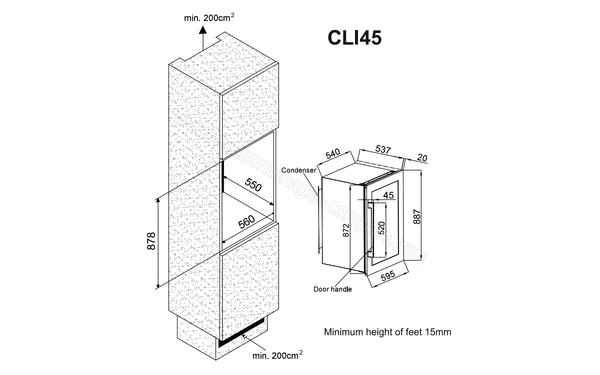 CLIMADIFF CLI45 - Sch&eacute;ma de l'encastrement