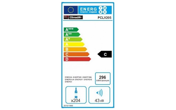 CLIMADIFF PCLV205 - &Eacute;tiquette &eacute;nergie