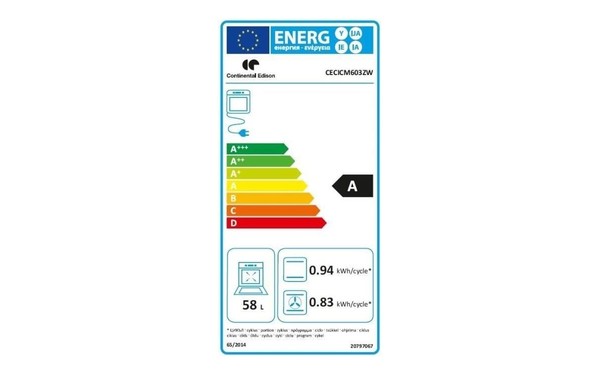 CONTINENTAL EDISON CECICM603ZW - &Eacute;tiquette &eacute;nergie