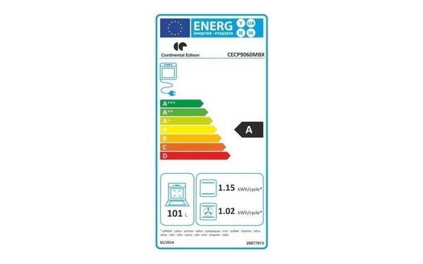 CONTINENTAL EDISON CECP9060MBX - &Eacute;tiquette &eacute;nergie