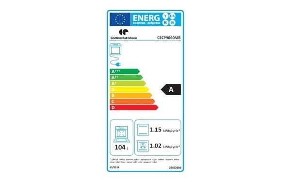 CONTINENTAL EDISON CECP9060MB - &Eacute;tiquette &eacute;nergie