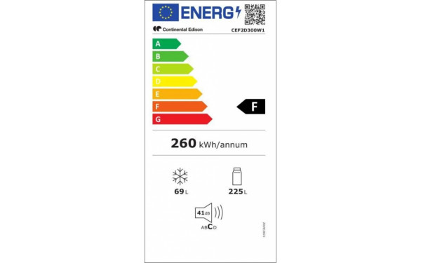 CONTINENTAL EDISON CEF2D300W1 - &Eacute;tiquette &eacute;nergie v2
