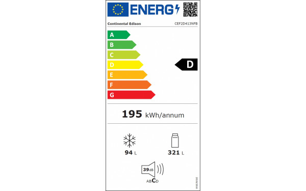 CONTINENTAL EDISON CEF2D413NFB - &Eacute;tiquette &eacute;nergie v2