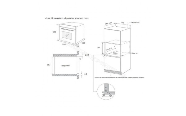 CONTINENTAL EDISON CEF65PB - Dimensions