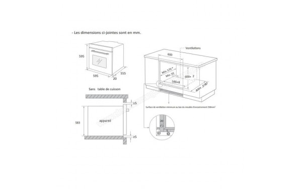 CONTINENTAL EDISON CEF65PB - Dimensions