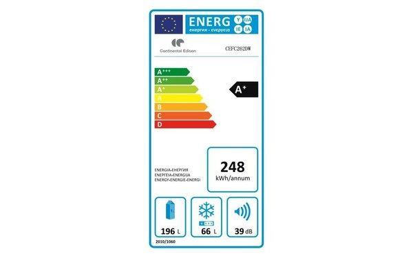 CONTINENTAL EDISON CEFC262DW - &Eacute;tiquette &eacute;nergie