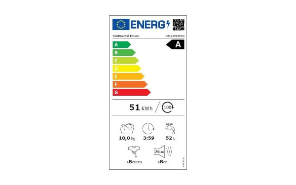 CONTINENTAL EDISON CELL10140W2 - &Eacute;tiquette &eacute;nergie v2