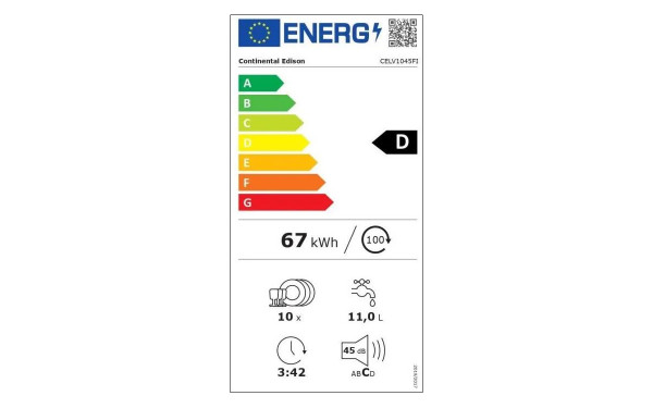CONTINENTAL EDISON CELV1045FI - &Eacute;tiquette &eacute;nergie v2