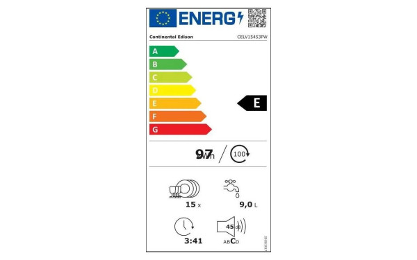 CONTINENTAL EDISON CELV15453PW - &Eacute;tiquette &eacute;nergie v2