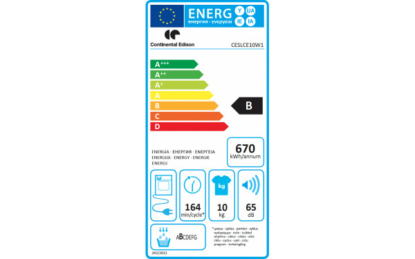 CONTINENTAL EDISON CESLCE10W1 - &Eacute;tiquette &eacute;nergie