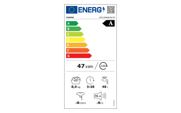COMFEE CFE12EW80-W-FR - &Eacute;tiquette &eacute;nergie v2