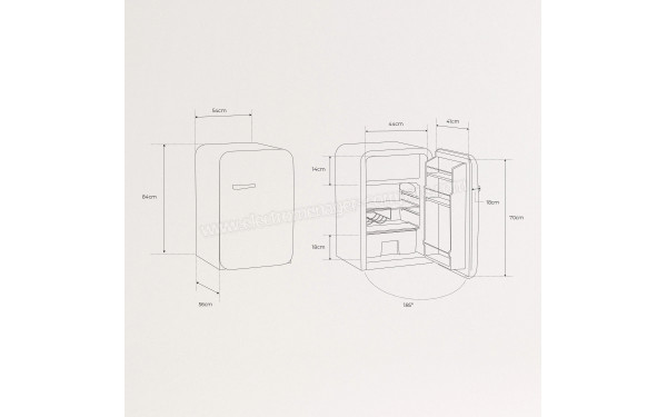 CREATE Retro Fridge 107L Or Rose - Dimensions