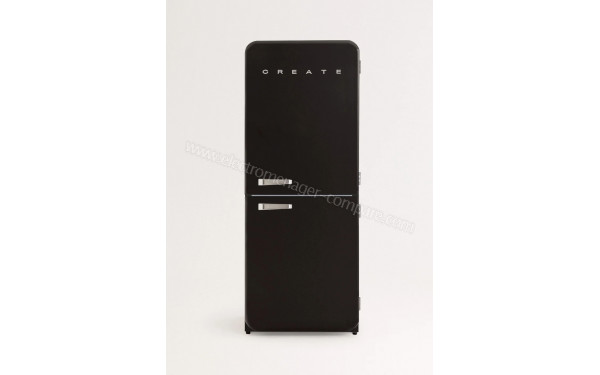 CREATE Fridge R&eacute;tro Combi 401L Noir Argent - Vue de face