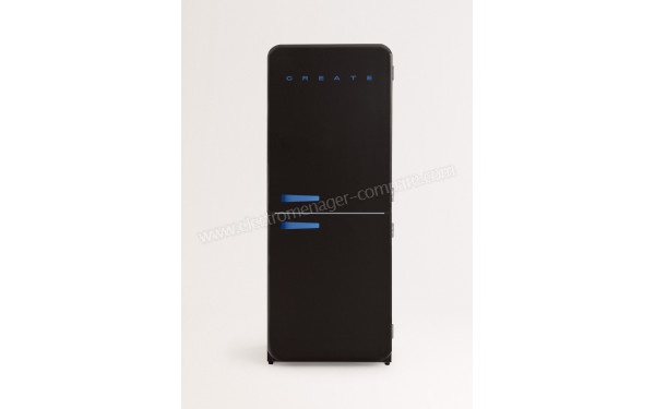 CREATE Fridge R&eacute;tro Combi 401L Noir Bleu - Vue de face