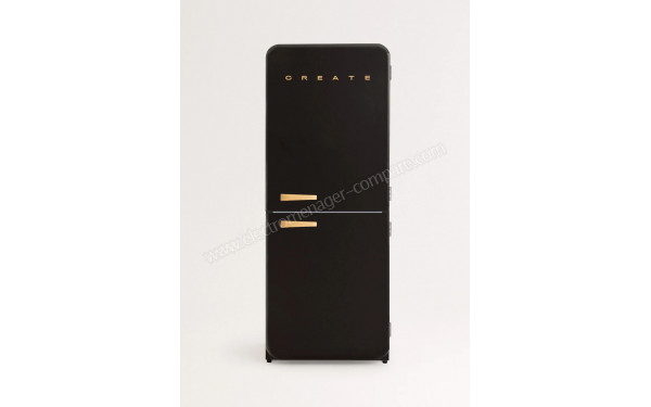 CREATE Fridge R&eacute;tro Combi 401L Noir Bois - Vue de face