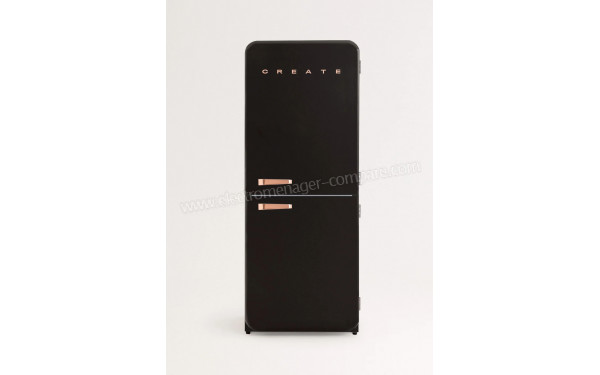 CREATE Fridge R&eacute;tro Combi 401L Noir Or Rose - Vue de face