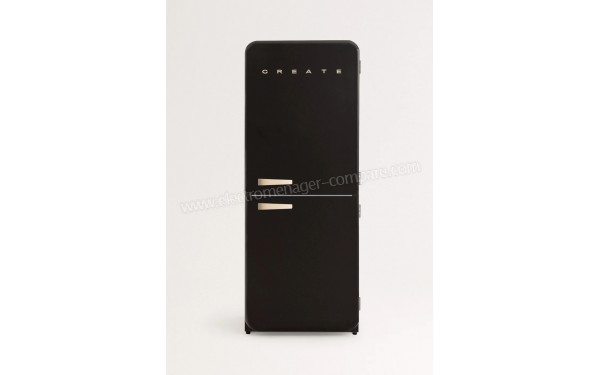 CREATE Fridge R&eacute;tro Combi 401L Noir Sable - Vue de face