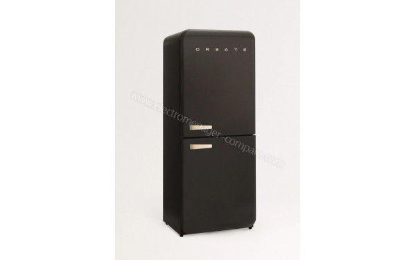 CREATE Fridge R&eacute;tro Combi 401L Noir Sable - Vue 3/4 gauche