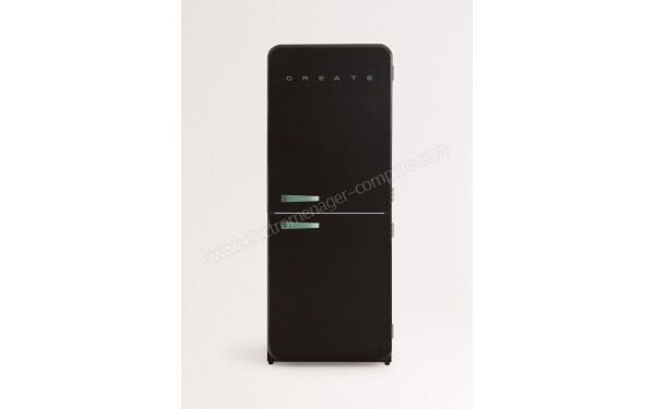 CREATE Fridge R&eacute;tro Combi 401L Noir Vert Sauge - Vue de face
