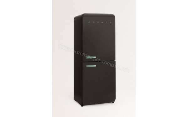 CREATE Fridge R&eacute;tro Combi 401L Noir Vert Sauge - Vue 3/4 gauche