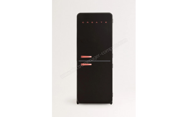 CREATE Fridge R&eacute;tro Combi 401L Noir Terracotta - Vue de face